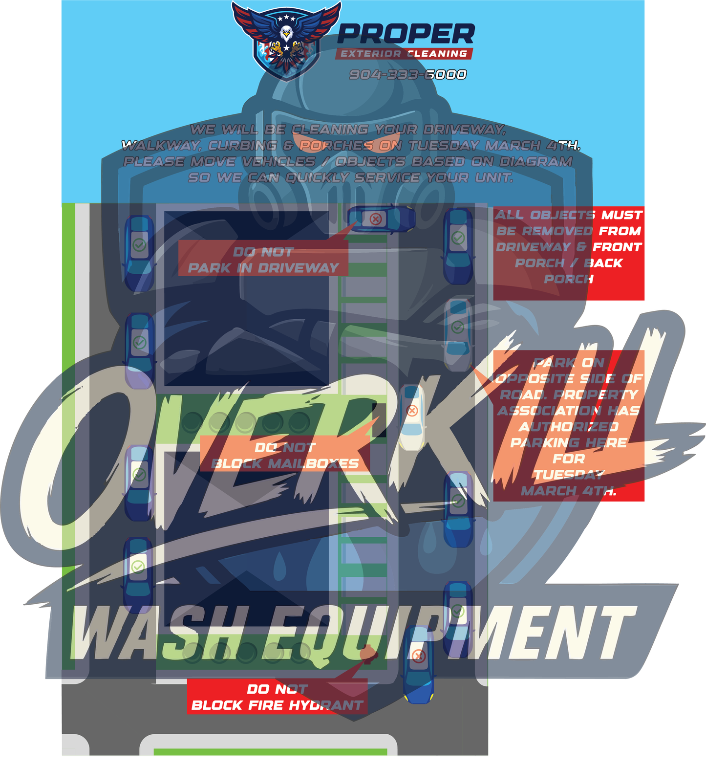 Commercial Driveway Cleaning Diagram (apartments, condos, townhouses and more)