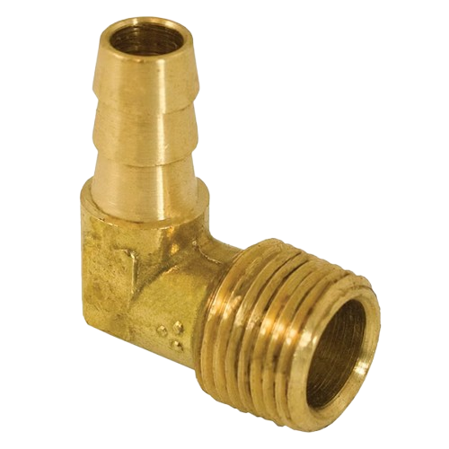 3/8" MPT x 1/2" Hose Barb Elbow Brass