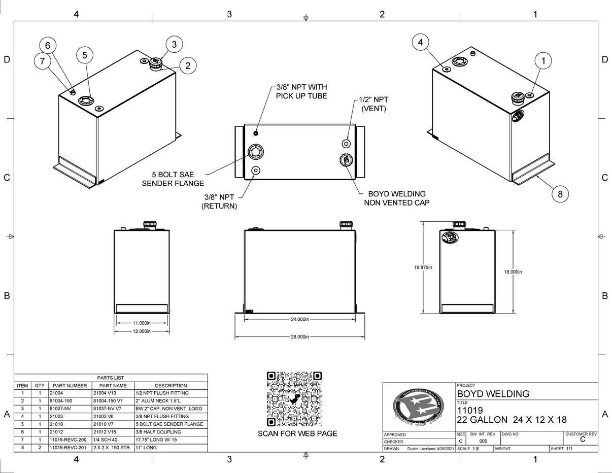 22 Gallon Fuel Tank