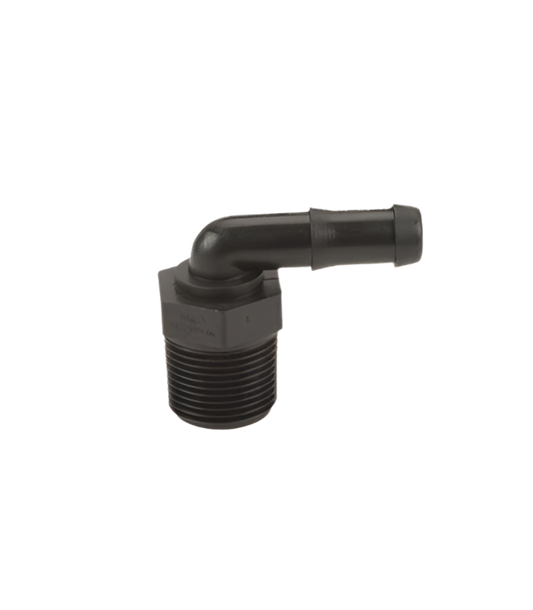 3/4" Male Thread x 1/2" Hose Barb Elbow