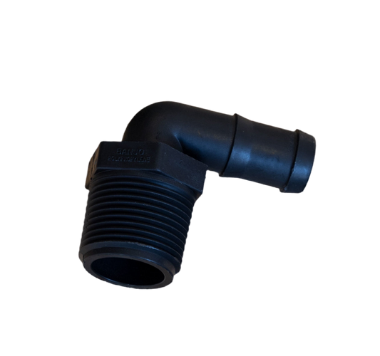 1" Male Thread x 3/4" Hose Barb Elbow
