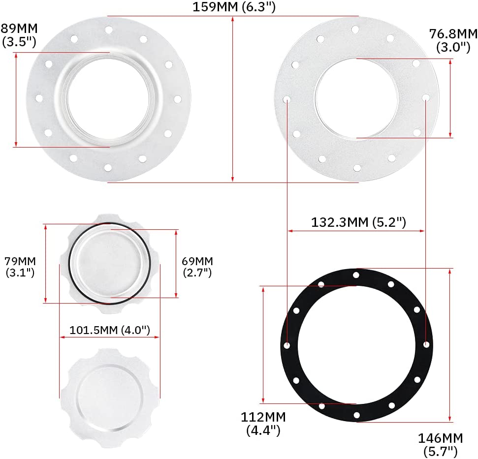 CNC 6061 Aluminum Fuel Tank Lid Kit