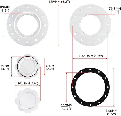 CNC 6061 Aluminum Fuel Tank Lid Kit
