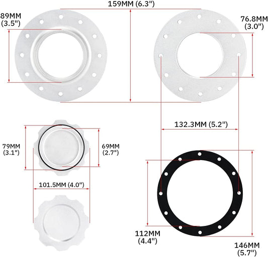 CNC 6061 Aluminum Fuel Tank Lid Kit