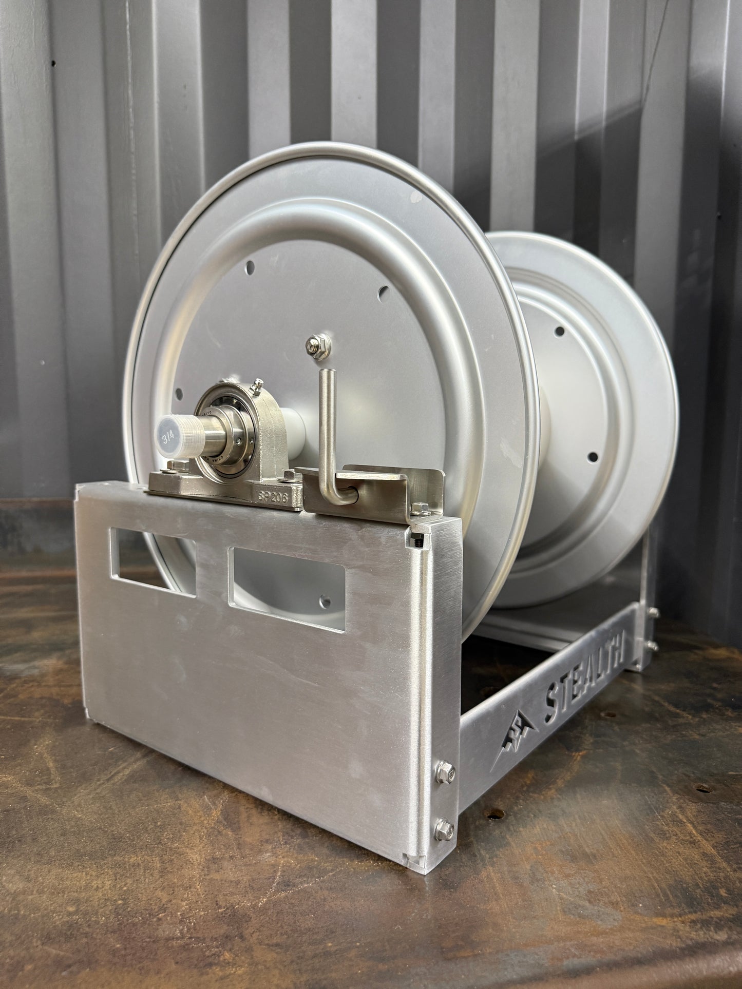 Stealth 12" Aluminum Full Frame Hose Reel — 3/4" Stainless Steel Manifold & Swivel