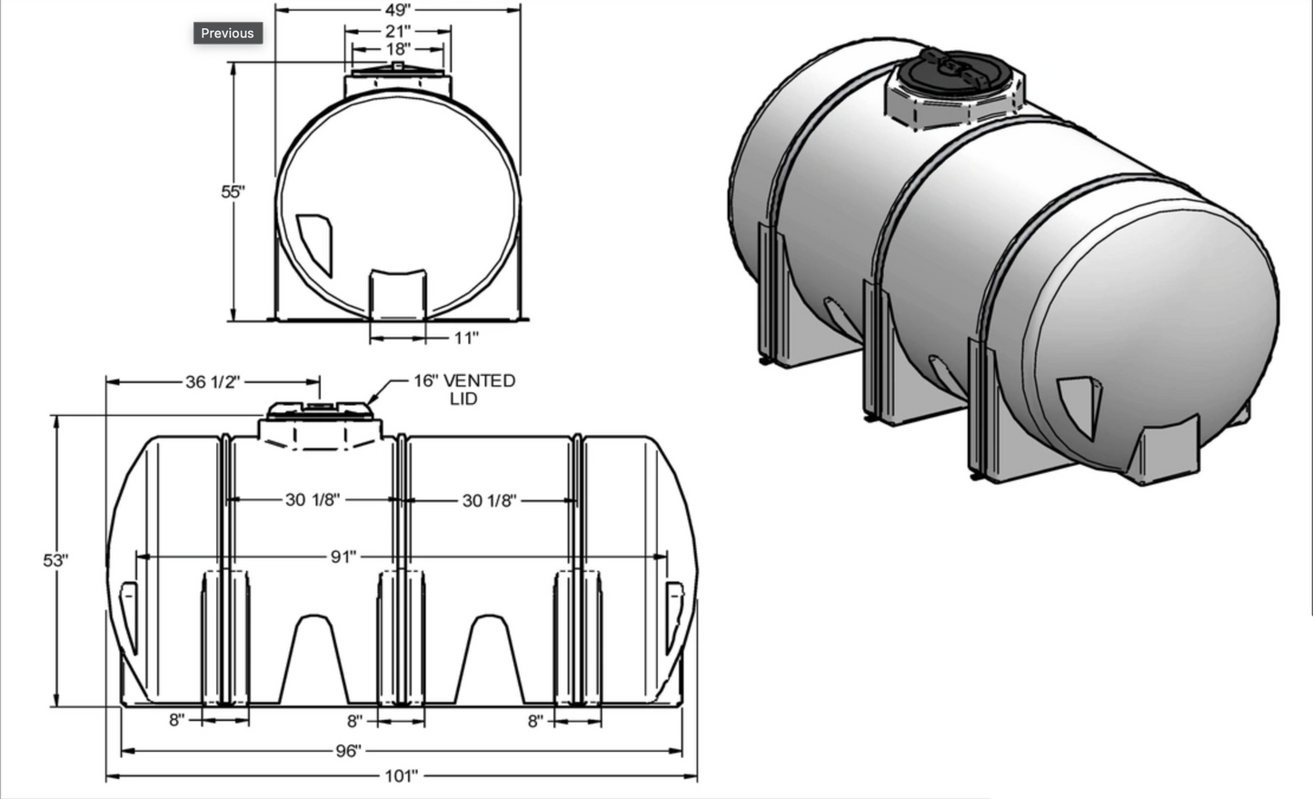 735 Gallon Water Tank