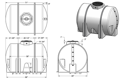 525 Gallon Horizontal Leg Tank