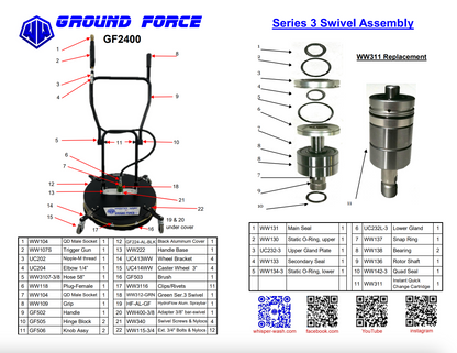 Whisper Wash Ground Force 24 Inch Surface Cleaner