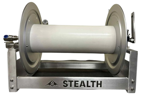 Stealth 18" Aluminum Full Frame Hose Reel 1/2" Stainless Steel Manifold & Swivel