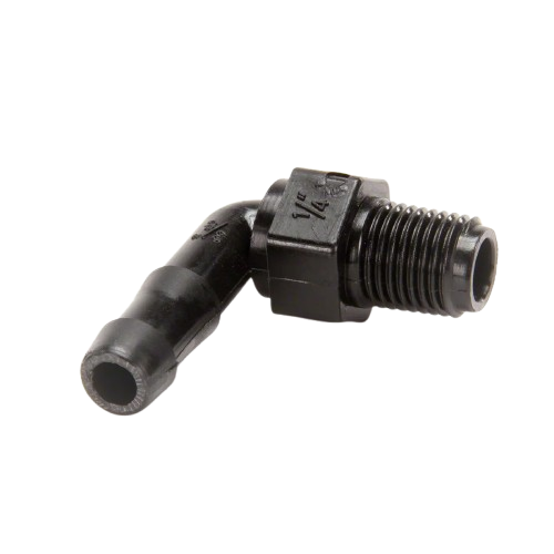 1/4" Male Thread x 3/8" Hose Barb 90